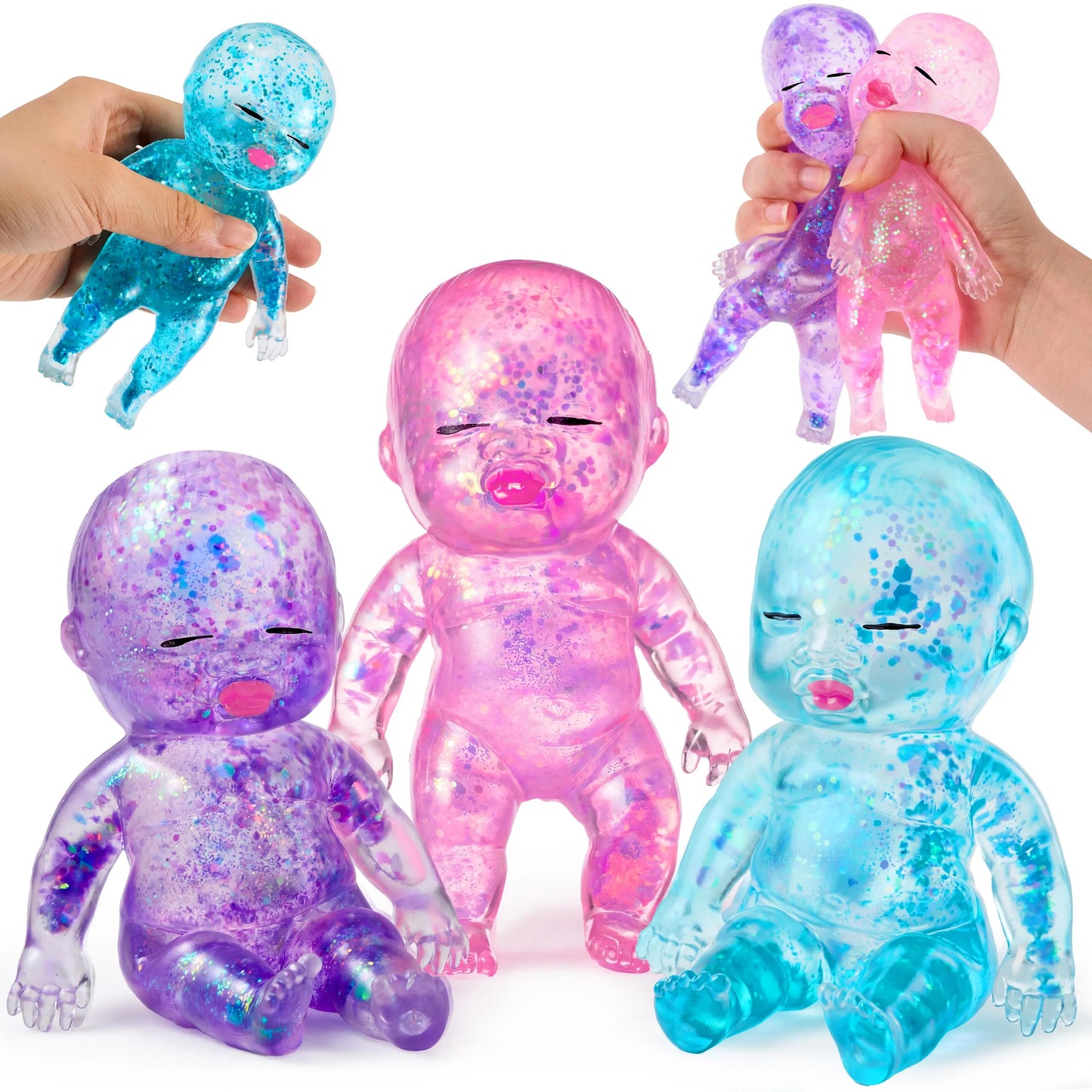 Experience Joy with JOYIN Baby Stress Relief Toys - 3PCS Glitter Squishy Fun for Kids & Adults, Perfect for Anxiety Relief and Party Favors