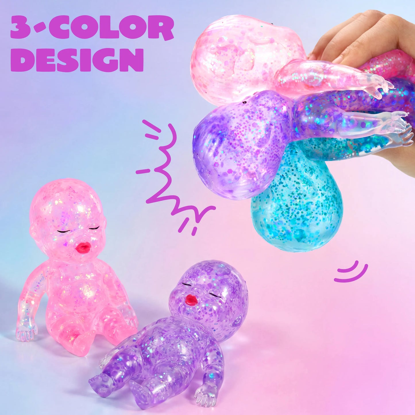 Experience Joy with JOYIN Baby Stress Relief Toys - 3PCS Glitter Squishy Fun for Kids & Adults, Perfect for Anxiety Relief and Party Favors