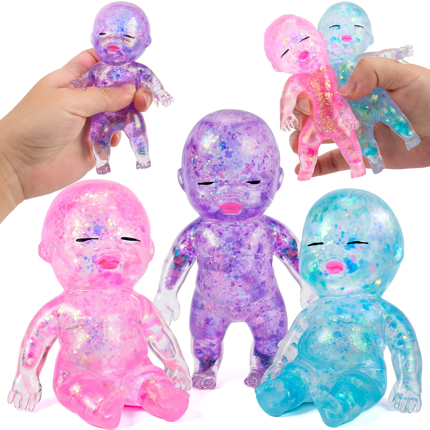 Experience Joy with JOYIN Baby Stress Relief Toys - 3PCS Glitter Squishy Fun for Kids & Adults, Perfect for Anxiety Relief and Party Favors