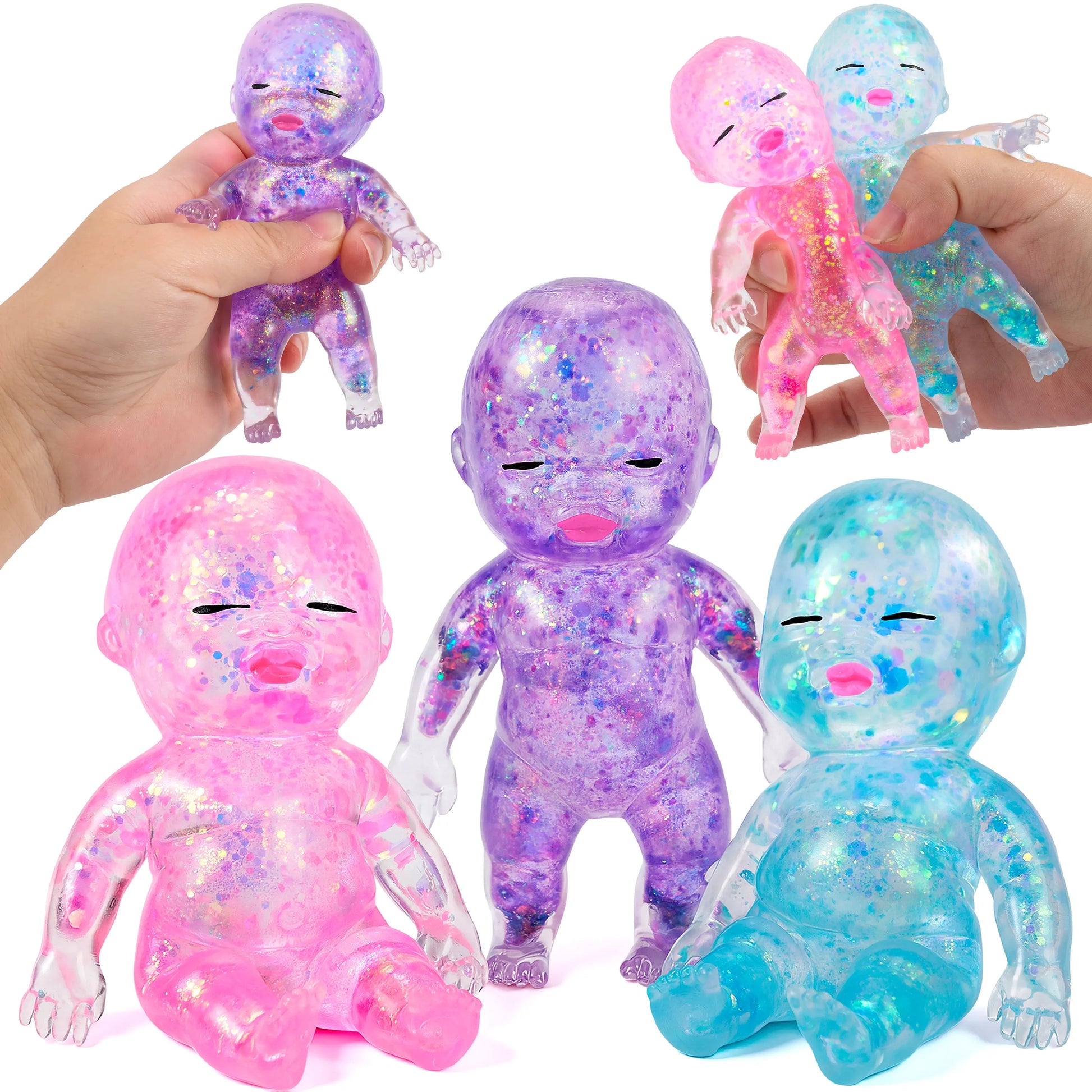 Experience Joy with JOYIN Baby Stress Relief Toys - 3PCS Glitter Squishy Fun for Kids & Adults, Perfect for Anxiety Relief and Party Favors