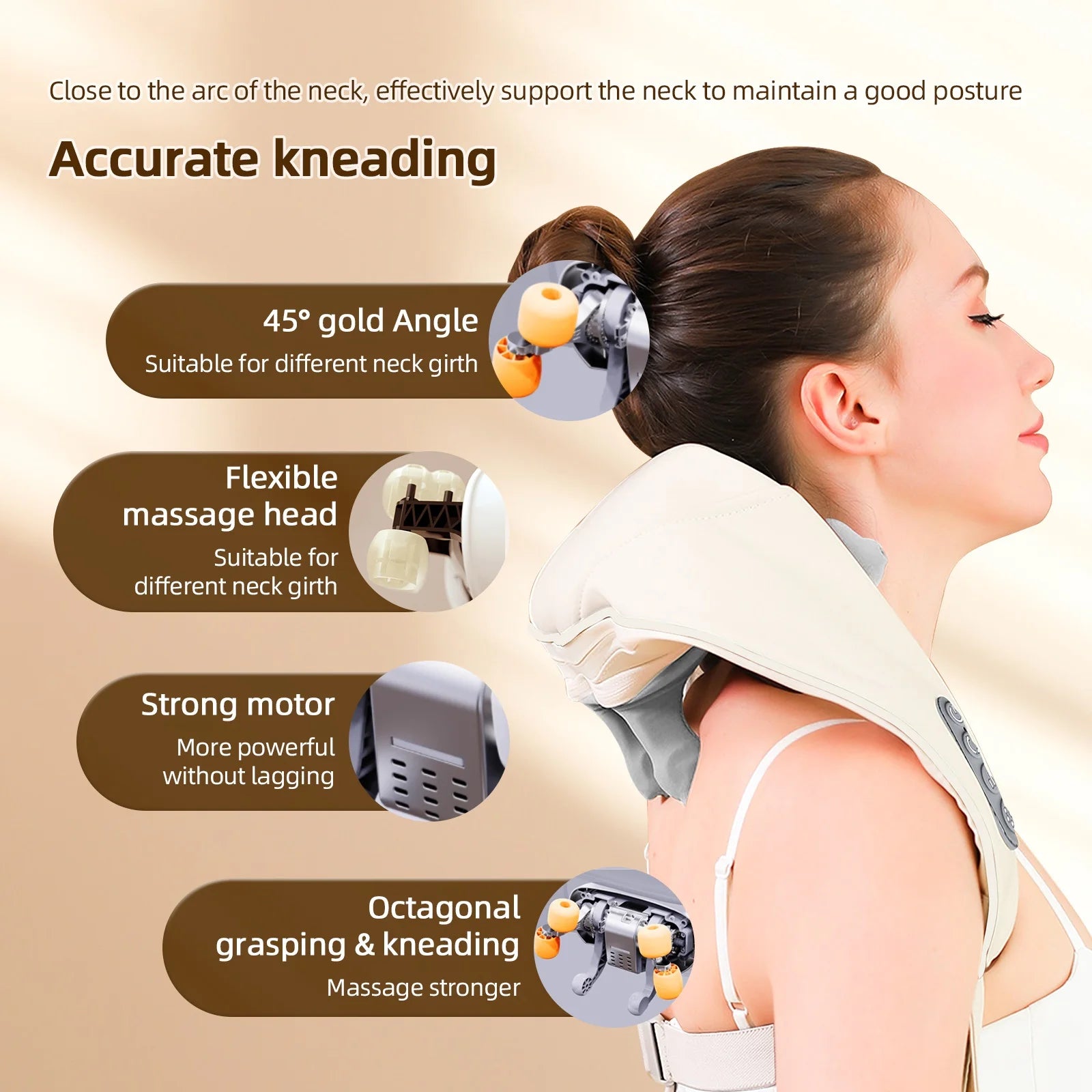 26W Brushless Motor Neck and Shoulder Massager Wireless Shoulder and Back Kneading Massage Shawl Neck Masajeador