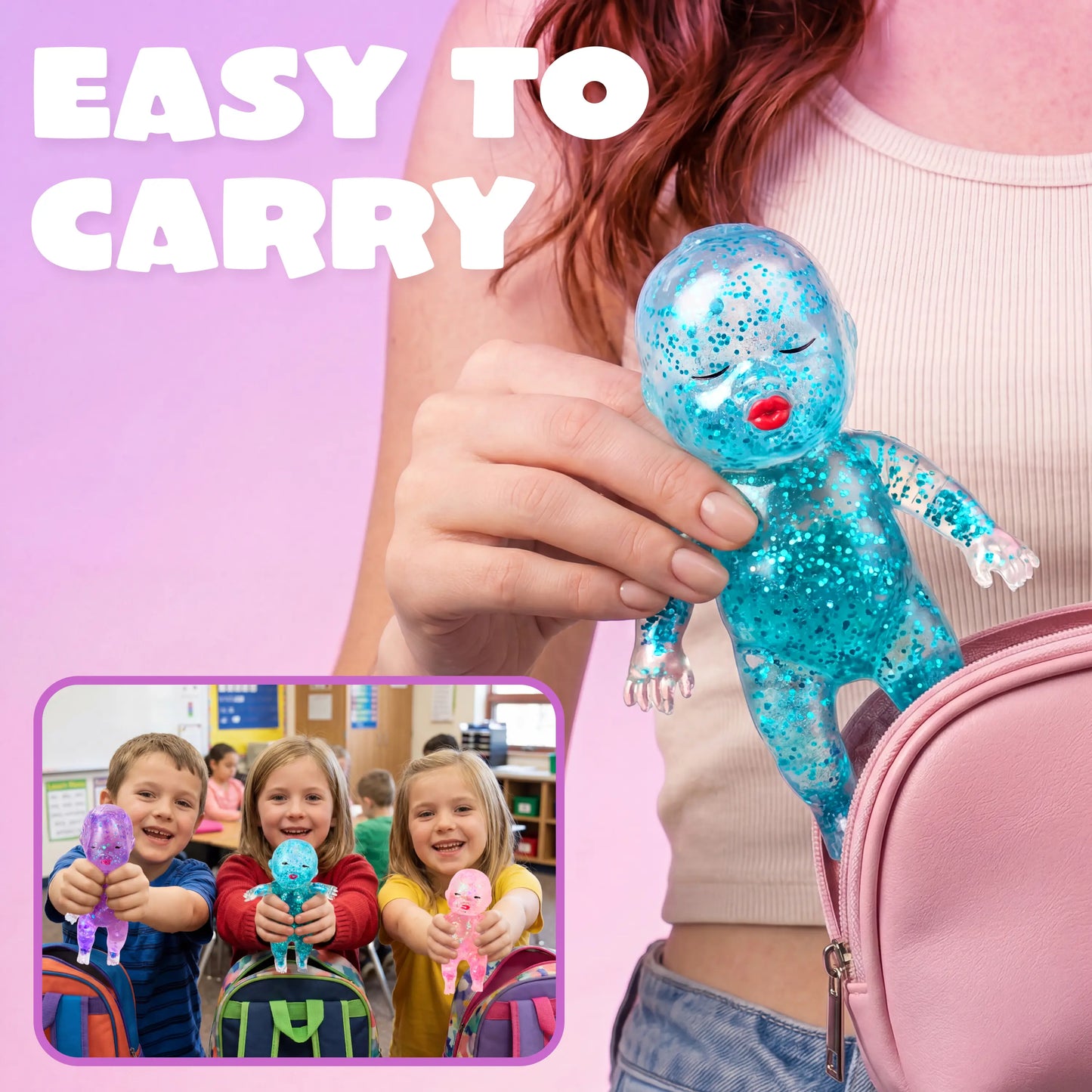 Experience Joy with JOYIN Baby Stress Relief Toys - 3PCS Glitter Squishy Fun for Kids & Adults, Perfect for Anxiety Relief and Party Favors